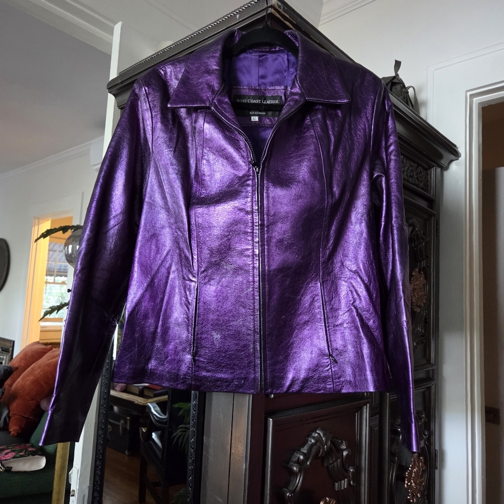 RARE Vintage Shimmering Purple Genuine Leather Jacket OFFER FRIENDLY